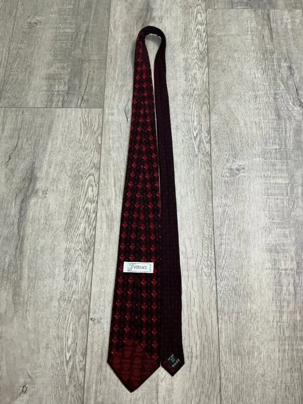 Gianni Versace Tie Black Red Silk Designer Necktie